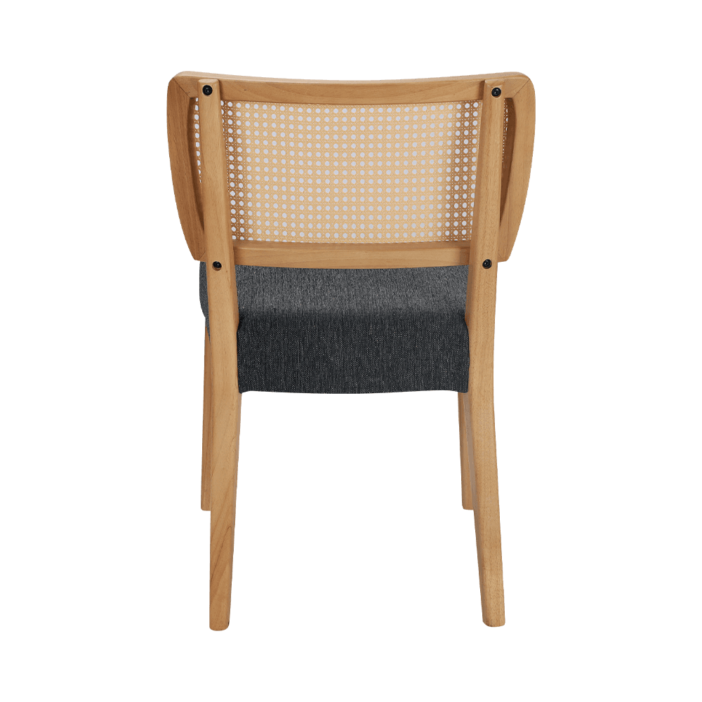 Grauer Holzspeisesuhl mit Rückenlehne