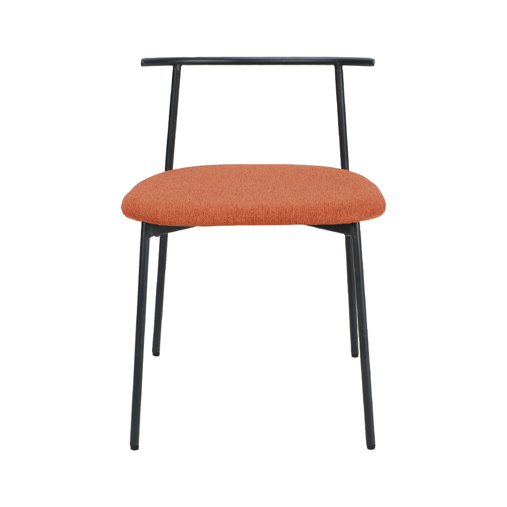 Orange gebogener Beinbein -Esstuhl