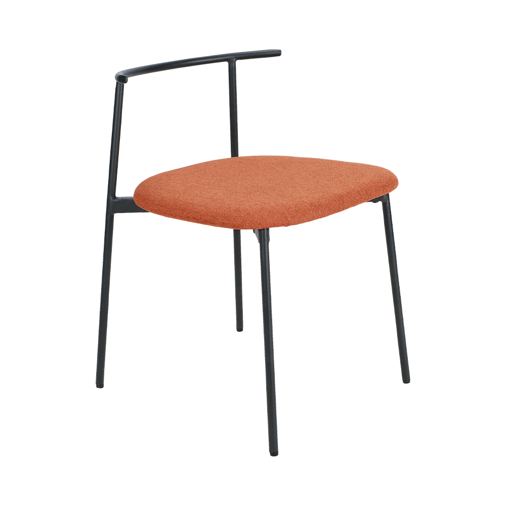 Orange gebogener Beinbein -Esstuhl
