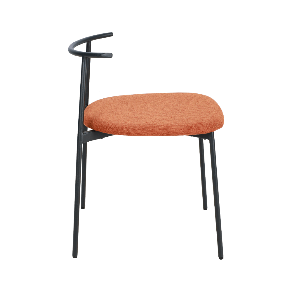 Orange gebogener Beinbein -Esstuhl