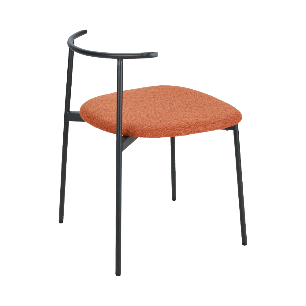 Orange gebogener Beinbein -Esstuhl